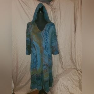 Swag It tie dye geode pattern hooded dress 3/4 sleeve